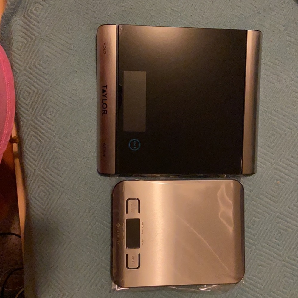 Two Food scales in grams, ml, oz.